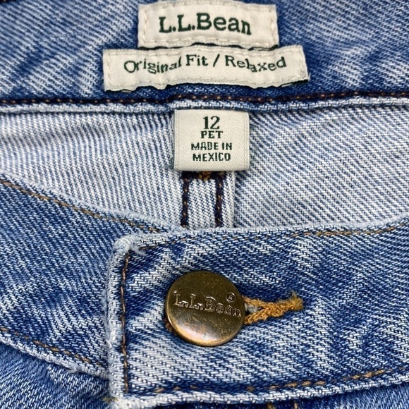 VINTAGE 90s Y2K LL BEAN High Waist Straight Tapered Leg Jeans Light Wash Sz 29P - Picture 8 of 10